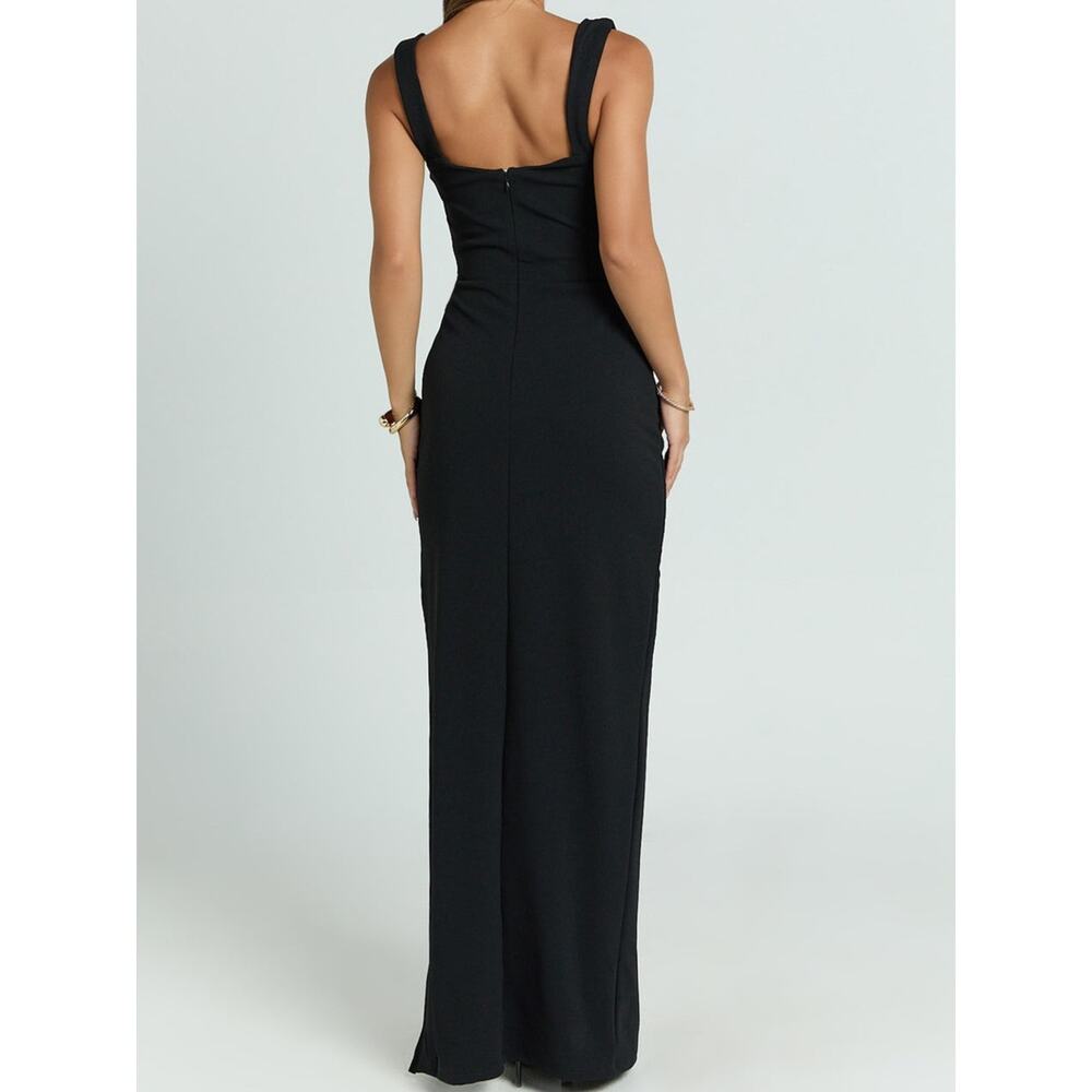 NWT REVOLVE Australia SHOWPO Donna black dramatic slit maxi dress US 8 - Picture 4 of 8